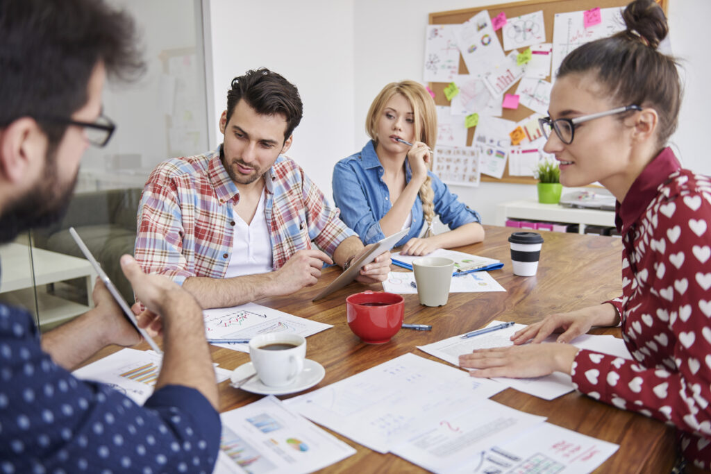 "young team discussing the trends"