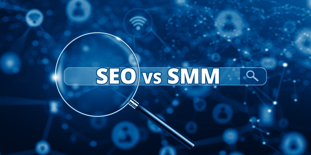 "SEO vs SMM comparison image"